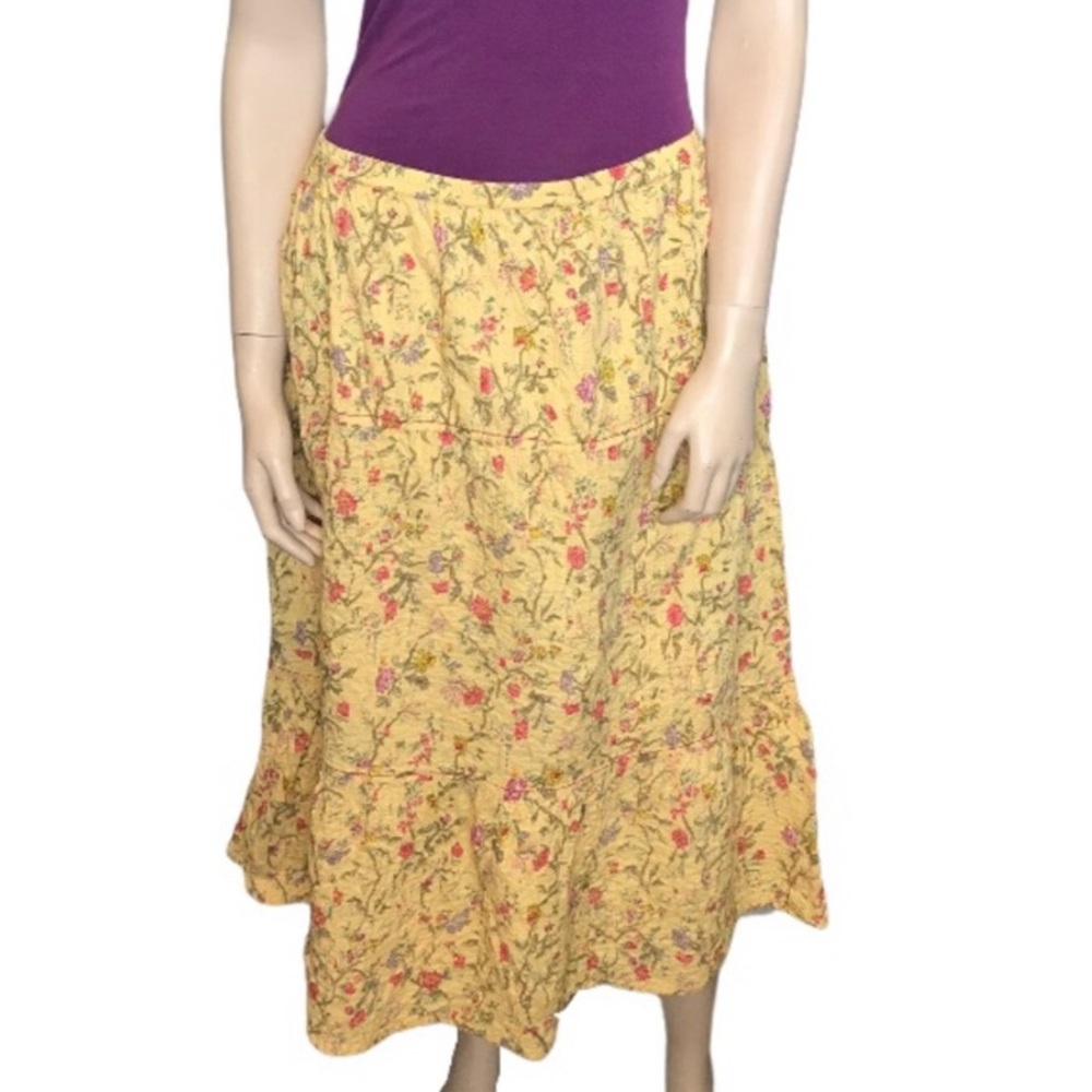 April Cornell Large A-line Pleated Floral skirt